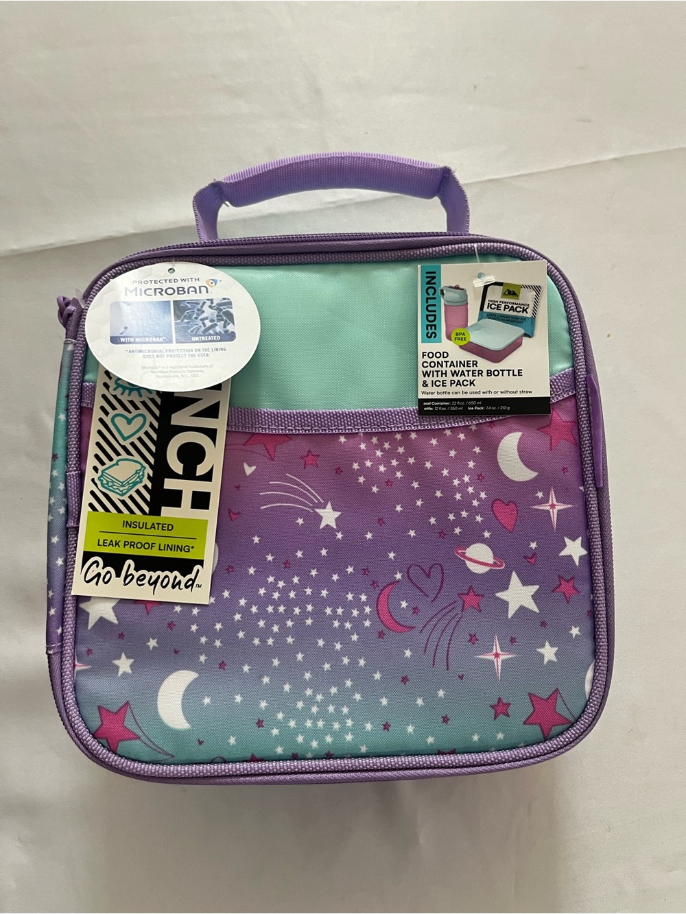 Arctic Zone Lunch Box Combo Accessories and Microban Teal Stars Pattern new